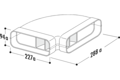Horizont.bocht luchtgeleiders vlakkanaal94x175x227 94x175x227mm