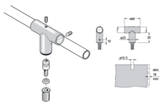 Pba 500-rvs sat. bevestigingsklem pann.18mm buizen 22mm