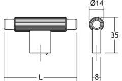 T-knop ARPA L70 aluminium rvs-look