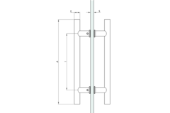 Paar ronde deurgrepen, voor 6/17.5 mm glas, B25 L800, geborsteld rvs
