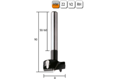 Potscharnierfrees met voorsnijders l=90 d=35