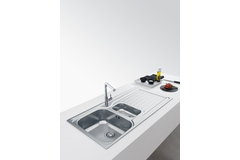 Antea - Inbouwspoeltafel / 1000 x 500  mm/ 1+1/2 bak / Glad / Omkeerbaar