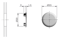 Afdekkap d.20mm wit voor APC6/APC1
