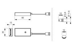 Led IR ontvanger + 2 sensors 12V max 36w