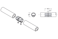 Pba 500-alu rechte verbinding voor buizen 25mm