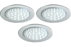 Hera set 3 x r-68 led 2.5W 24V 3000K RVS-look+ transfo led 15W