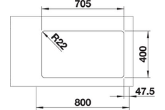 Blanco spoeltafel andano 500/180-u bl man.
