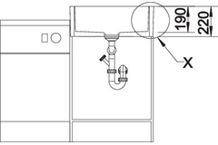 Blanco spoeltafel panor 60 krist.wit gl 2 gaten