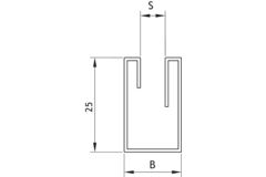 Profiel"u"rvs glans h=25mm s=12mm b=21,5mm-l3000mm