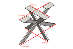 Tafelonderstel spin 4x10 mat zwart h.72xb.90xl.140