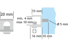 Schapdrager voor glas 5mm verstelbaar 4-10mm vernikkeld met pin