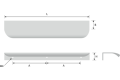 Greep edge round alu RVS look ba 2x80mm L 200mm