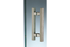 Paar vierkante deurgrepen, voor 6/12 mm glas, B15 H15 L200, mat aluminium