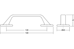 Greep OTO BA128 L168 zamak zwart textuur