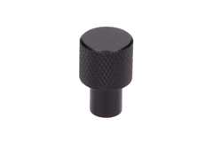 Knop 16mm alu geribbeld maT-zwart