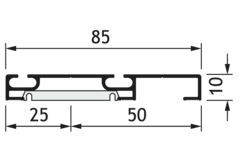 Dubbele onderrail Terra S85 6m alu zwart
