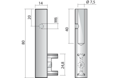 Kastbaarhouder linear 4 alu zwart links