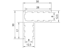 Hoekprofiel, voor 8 mm glas, L2300, glanzend aluminium