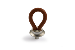 Knop Filaga, L 20 mm, H 32 mm, Donkerbruin leer / mat vernikkeld