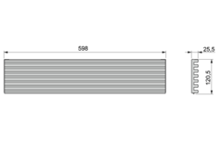 Luchtrooster voor oven wit 598x32-125mm