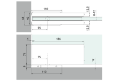 Kit hydraulische pivot, voor 8/12 mm glas, geborsteld rvs