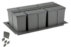 Ladeafvalsysteem 9xl line k.900mm h.277mm26 L + 26 L + 26 L +11 L oriongrijs