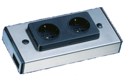 Dubbel stopcontact B-Fr RVS in/out connector
