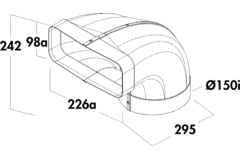 Hoek adapter vr vlak kanaal(94x227x205mm