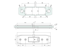 Scharnier serie 600 regelb.glas/glas 8/12mm i-lijn rvs look