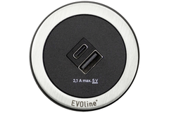 Evoline One usb a/c charger 5v 2.1a rvs/zwart