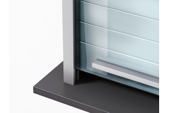 Quasar Reflex glas-rolluik 600 x 1500mm satinato rvs-look voorliggend