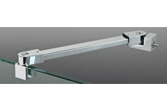 Stabilisatiestang wand/glas met dubbele scharnier, voor 8/12 mm glas, L557, geborsteld rvs effect
