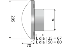 Paneir delta uitblaasrooster  rvs/wit d.125mm