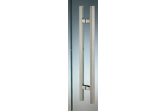 Paar vierkante deurgrepen, voor 6/12 mm glas, B15 H15 L460, aluminium met geborsteld rvs effect