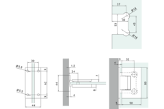 Verstelbare centrale scharnier wand/glas, voor 6/8 mm glas, B50 H80, chroom