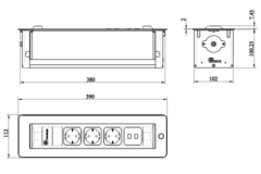 Versaturn b-f wit glas  3 st + 2 usbmet kabel 2000 met kabel 2000mm