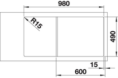 Blanco spoeltafel axia iii xl 6 s antr man+pl es