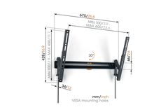 Tvm3615 wandsteun voor flatscreen 40-77" 35kg zwart kantelbaar 20°